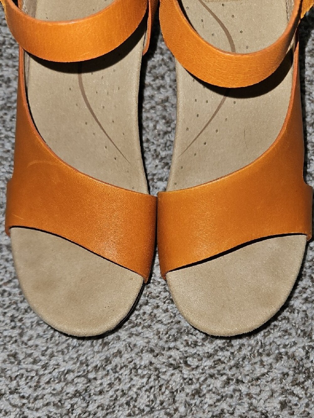 Dansko Orange Leather Ankle-Strap Wedge Sandals - Picture 6 of 9